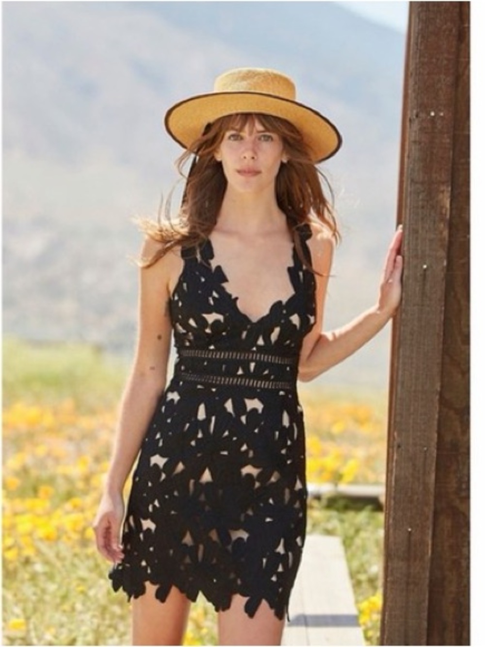SAYLOR Black Laser-Cut Mini Dress